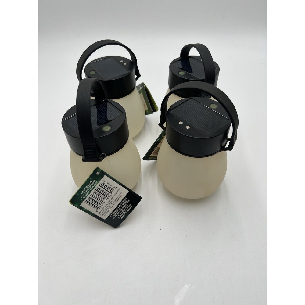 Evergreen Firefly Solar Lantern Frosted White LED Lights Lot of 4 NWT